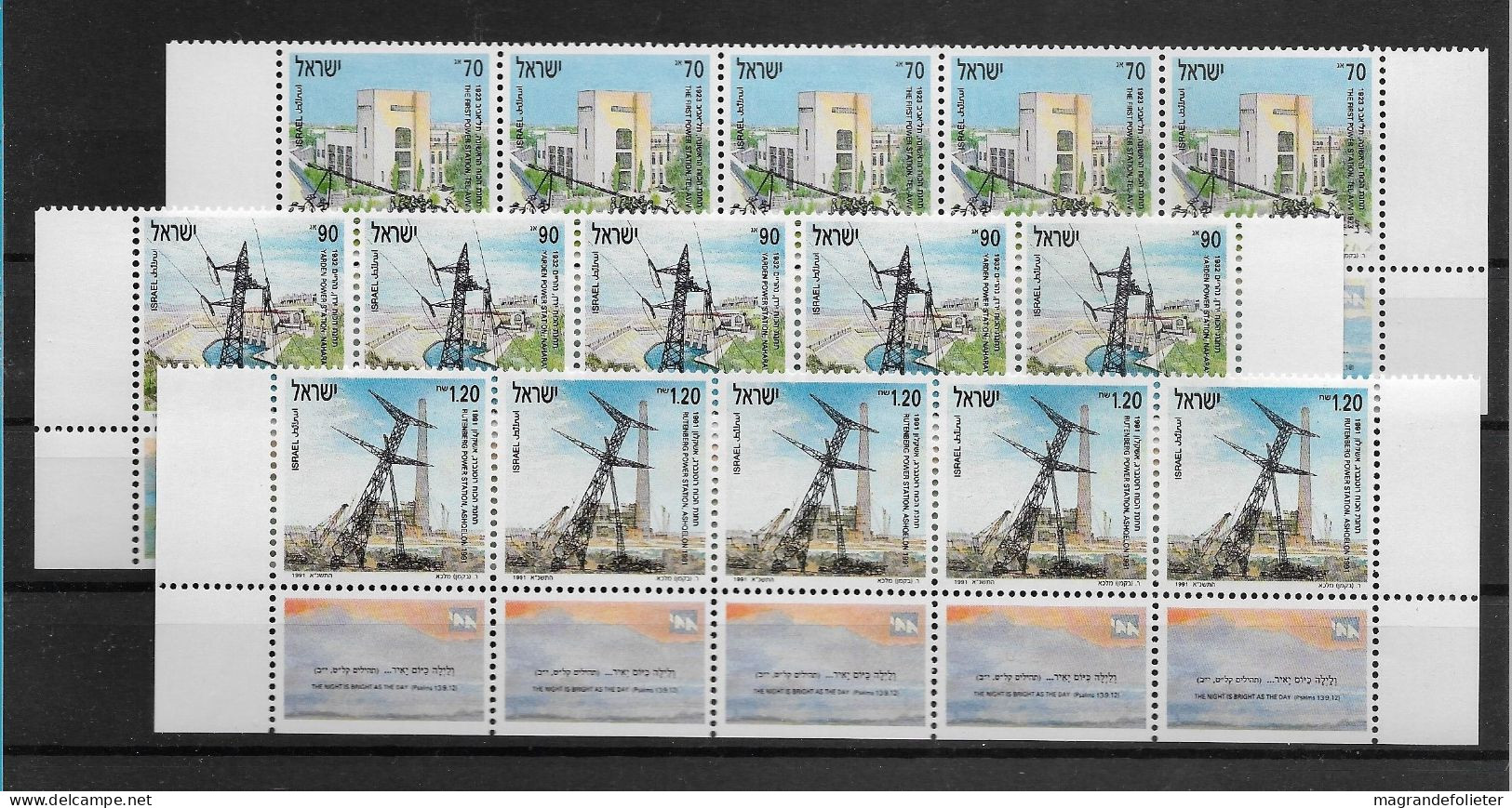 TIMBRE STAMP ZEGEL ISRAËL PETIT LOT 5 X 1136-38  XX - Unused Stamps (with Tabs)