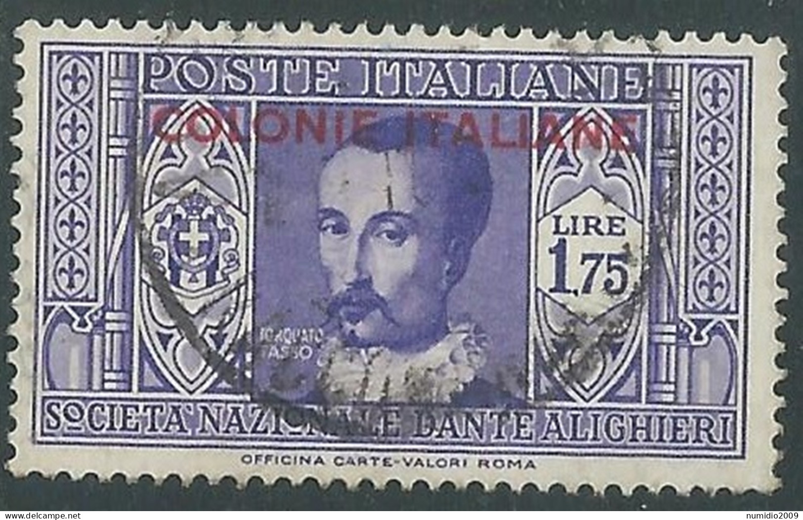 1932 EMISSIONI GENERALI USATO DANTE 1,75 LIRE - RA2 - General Issues