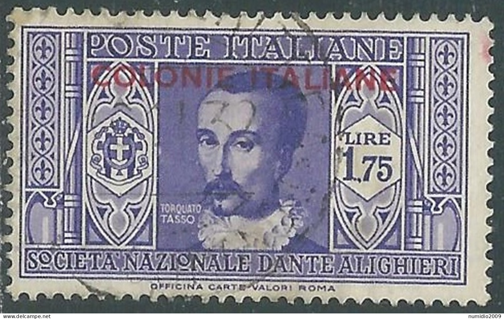 1932 EMISSIONI GENERALI USATO DANTE 1,75 LIRE - RA3-9 - General Issues