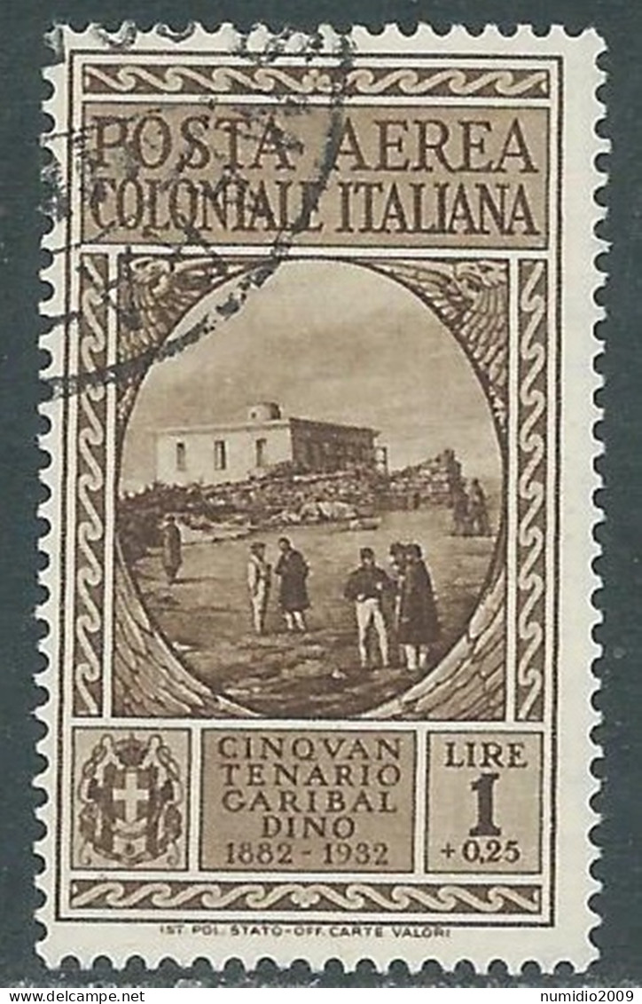 1932 EMISSIONI GENERALI POSTA AEREA USATO GARIBALDI 1,00 LIRA - RA1-2 - General Issues