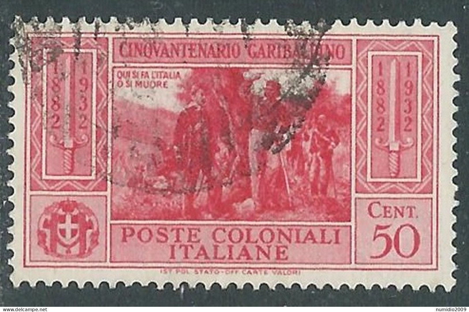 1932 EMISSIONI GENERALI USATO GARIBALDI 50 CENT - RA1 - General Issues