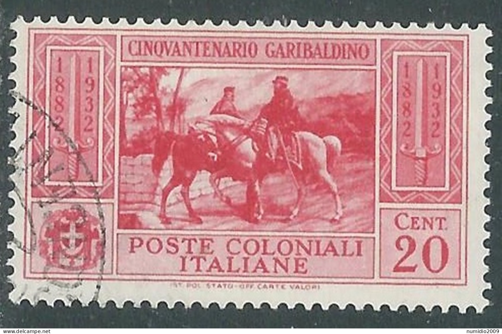 1932 EMISSIONI GENERALI USATO GARIBALDI 20 CENT - RA1 - Algemene Uitgaven