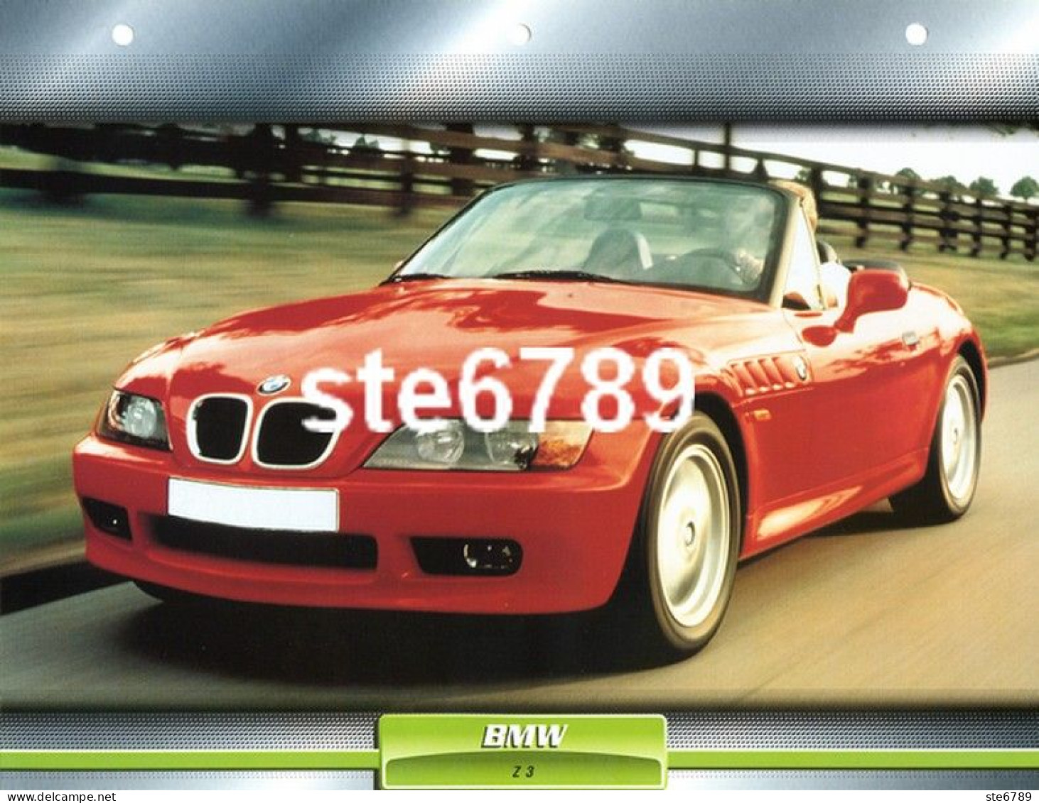 BMW Z3  Voiture Auto Fiche A4 Illustrée Automobile - Coches