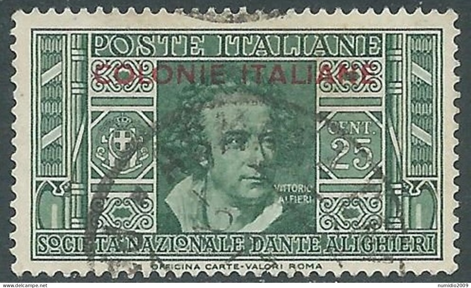 1932 EMISSIONI GENERALI USATO DANTE 25 CENT - RA2-3 - General Issues