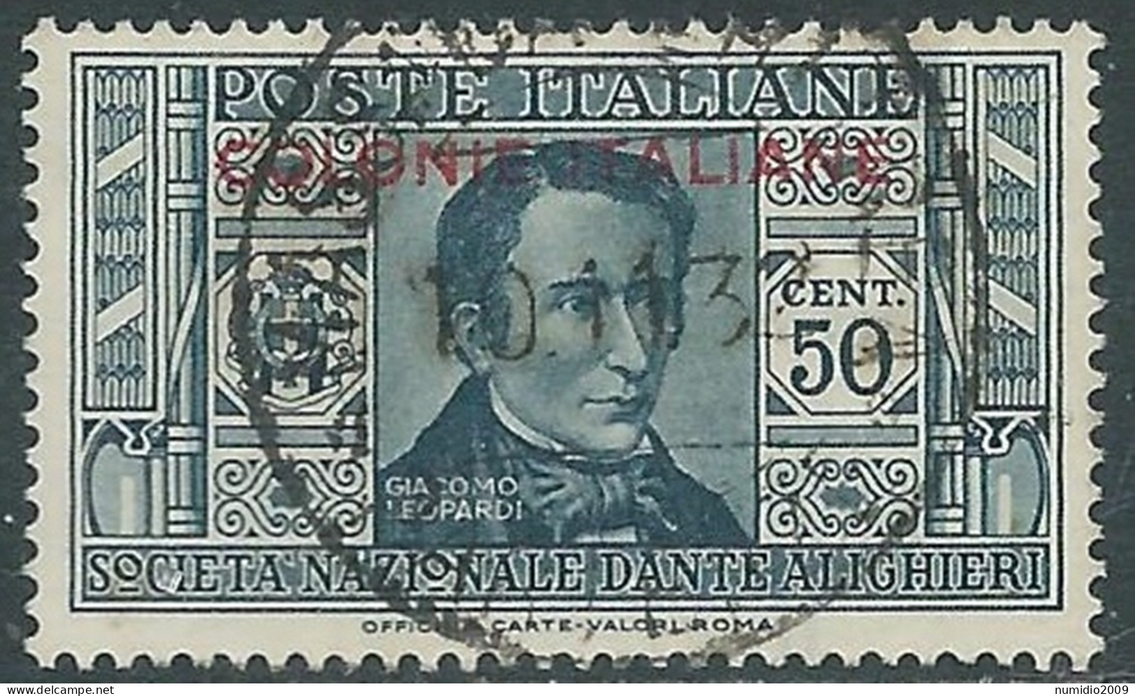 1932 EMISSIONI GENERALI USATO DANTE 50 CENT - RA2-4 - General Issues