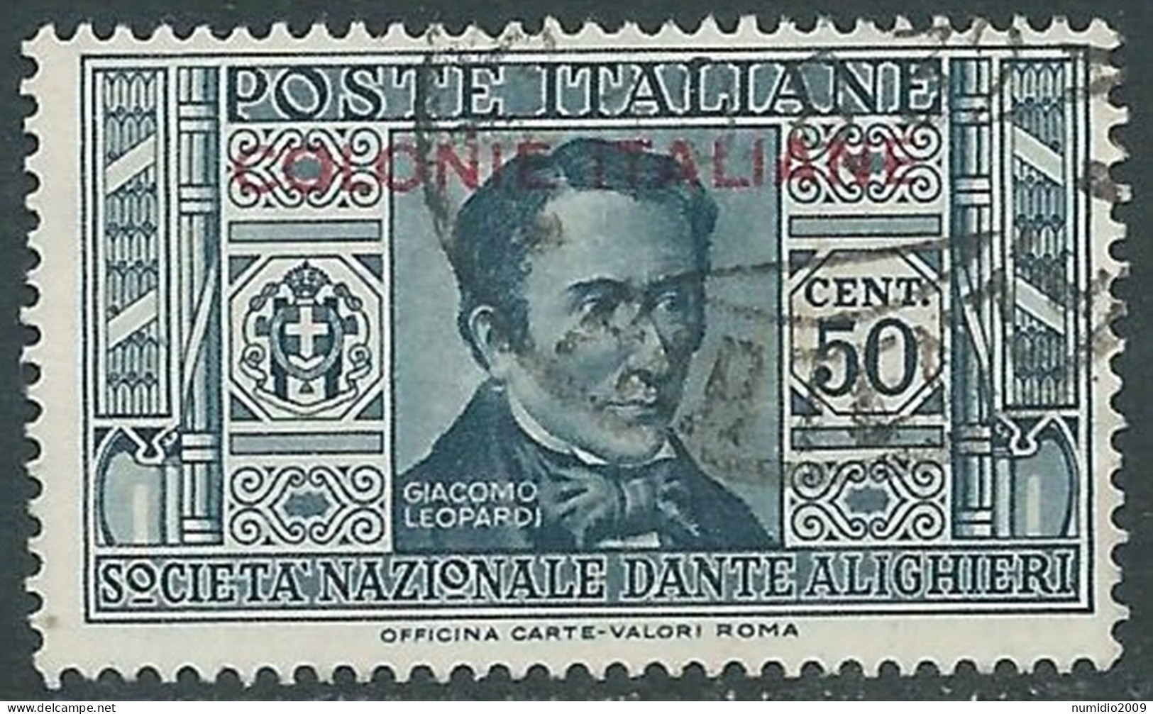 1932 EMISSIONI GENERALI USATO DANTE 50 CENT - RA3-9 - Algemene Uitgaven