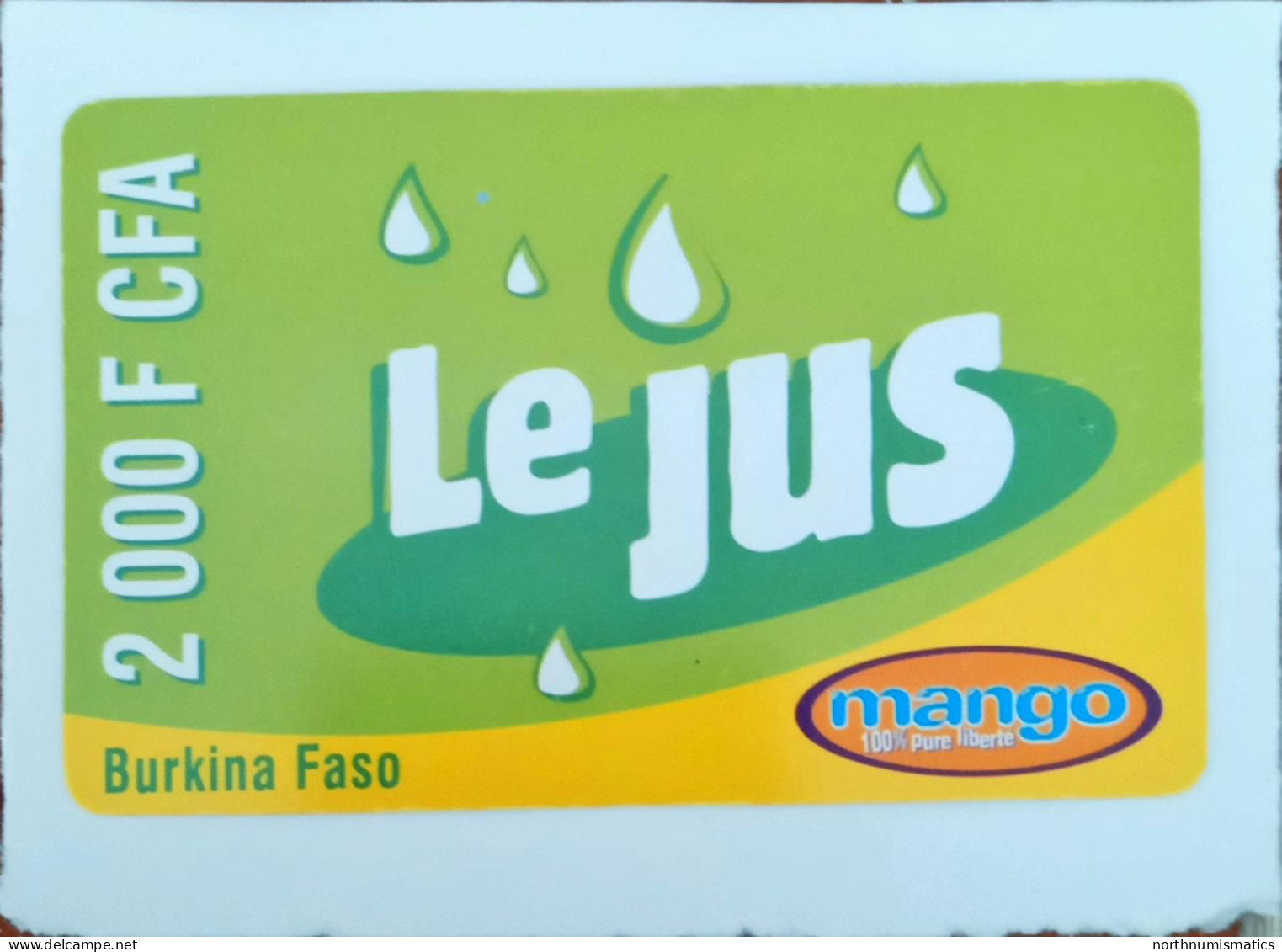 Burkina Faso Telecelfaso Mango Le Jus 2 000 F CFA  Prepaid İnternational Calling  Sample  Phone Card Unused - Lots - Collections