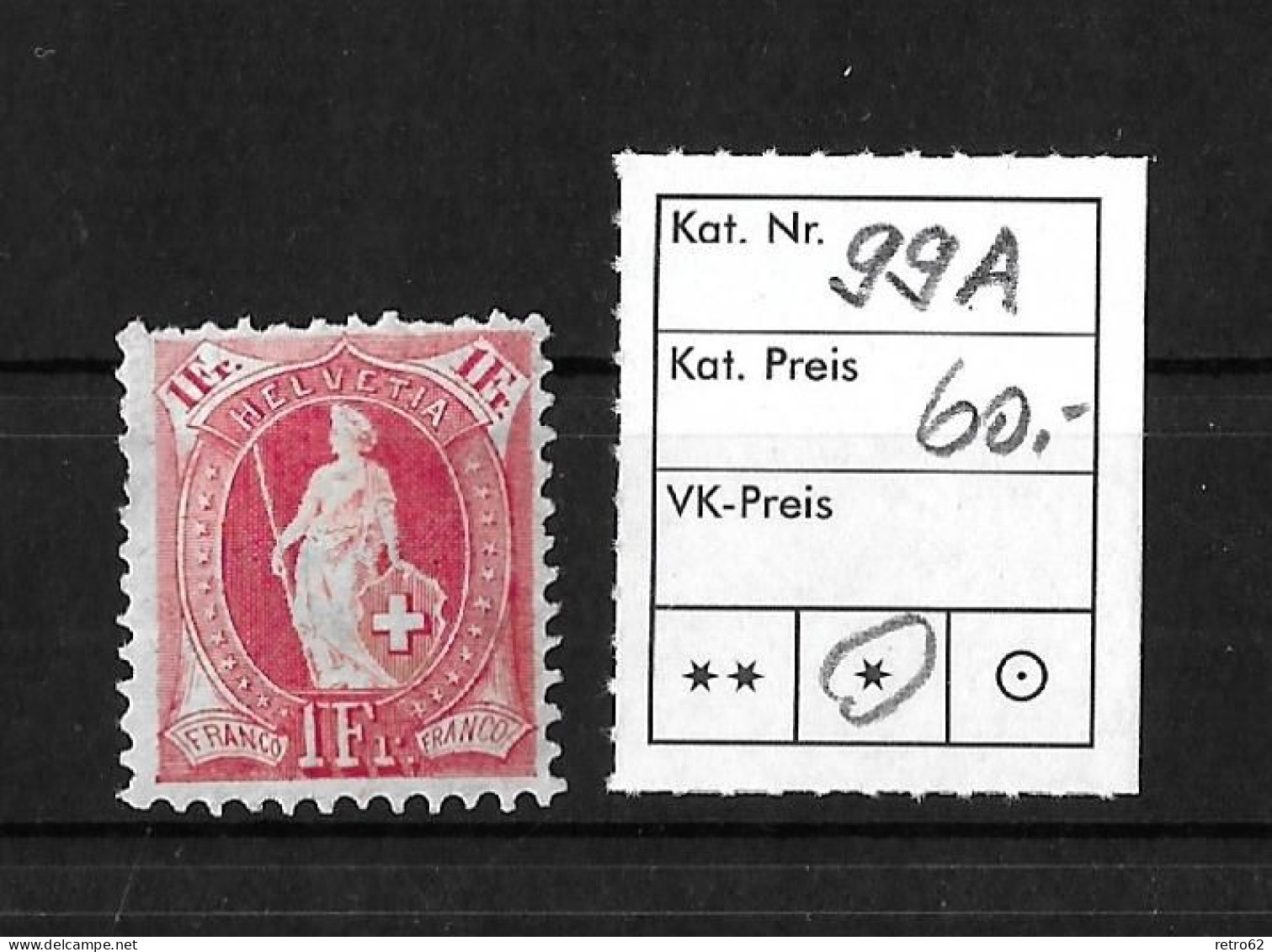 1907 STEHENDE HELVETIA  Faserpapier Mit Wasserzeichen      ►SBK-99A* / Mit Falz CHF 60.-.◄ - Unused Stamps