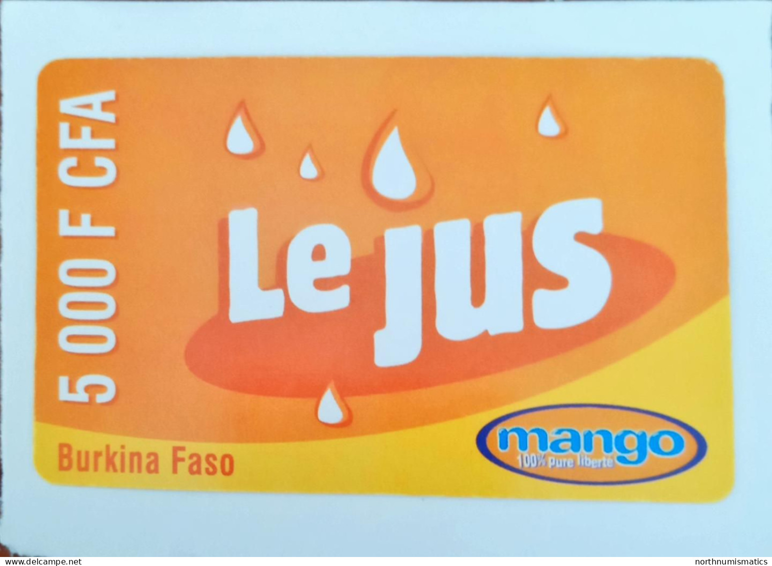 Burkina Faso Telecelfaso Mango Le Jus 5 000 F CFA  Prepaid İnternational Calling  Sample  Phone Card Unused - Lots - Collections