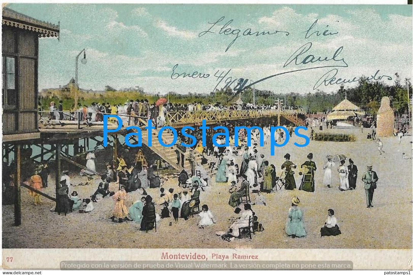 225294 URUGUAY MONTEVIDEO PLAYA RAMIREZ CIRCULATED TO ARGENTINA POSTAL POSTCARD - Uruguay