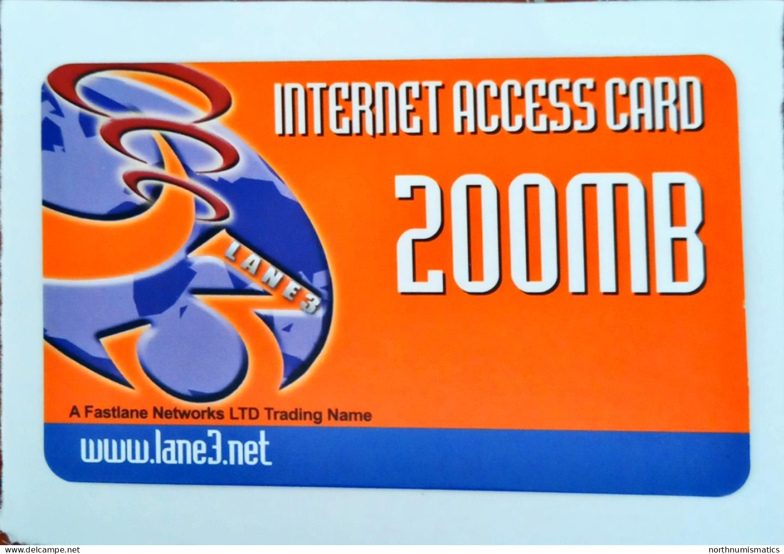 Lane3.net 200 Mb Internet Access Sample Card - Lots - Collections