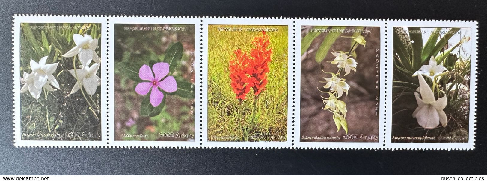 Madagascar Madagaskar 2021 / 2022 Mi. 2746 - 2750 Bande De 5 Strip Fleurs Endémiques Flowers Blumen Flore Flora - Madagascar (1960-...)