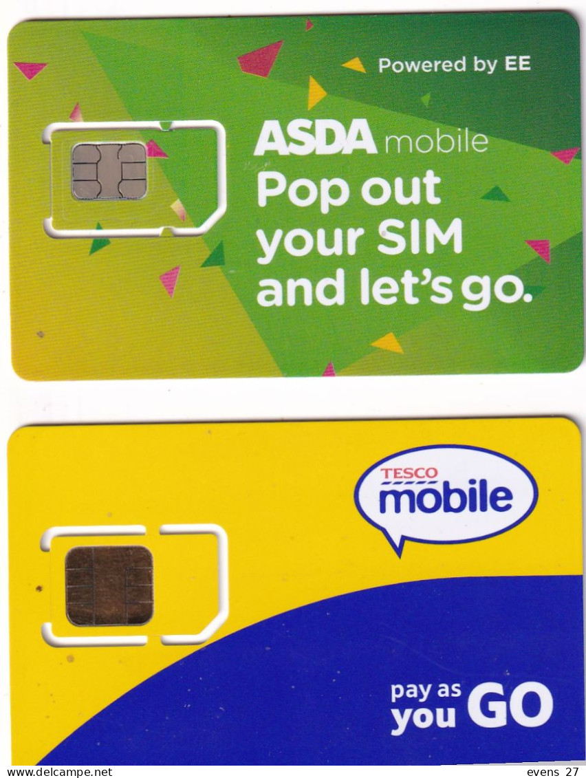 UNITED KINGDOM-ASDA-TESCO- 2 - SIM CARDS-MINT UNUSED - Autres & Non Classés