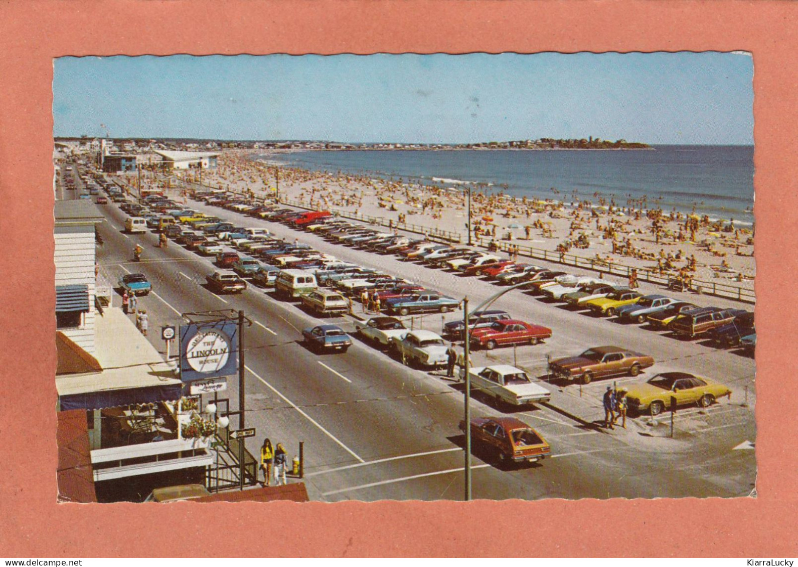 HAMPTON - USA - NEW HAMPSHIRE - OCEAN BOULEVARD BEACH AND SEA OLDTIMER US CARS AUTO AUTOMOBILES  - ECRITE - Autres & Non Classés