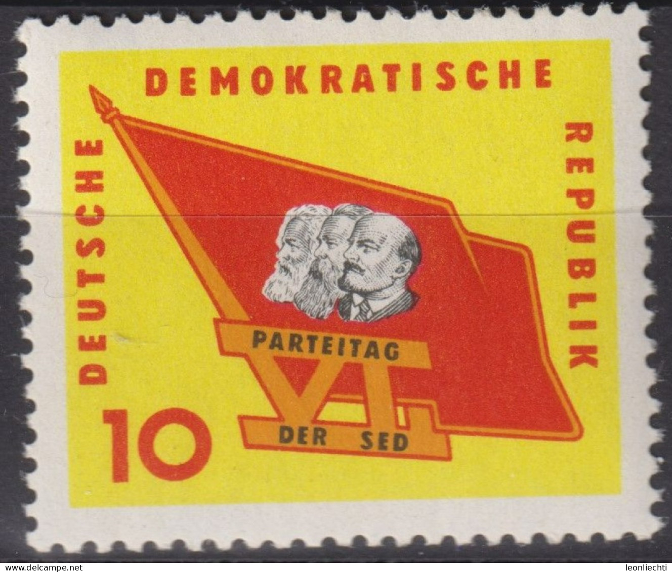 1963 DDR, ** Mi:DD 941, Yt:DD 648,  6. Parteitag Der SED, 1963 - Timbres