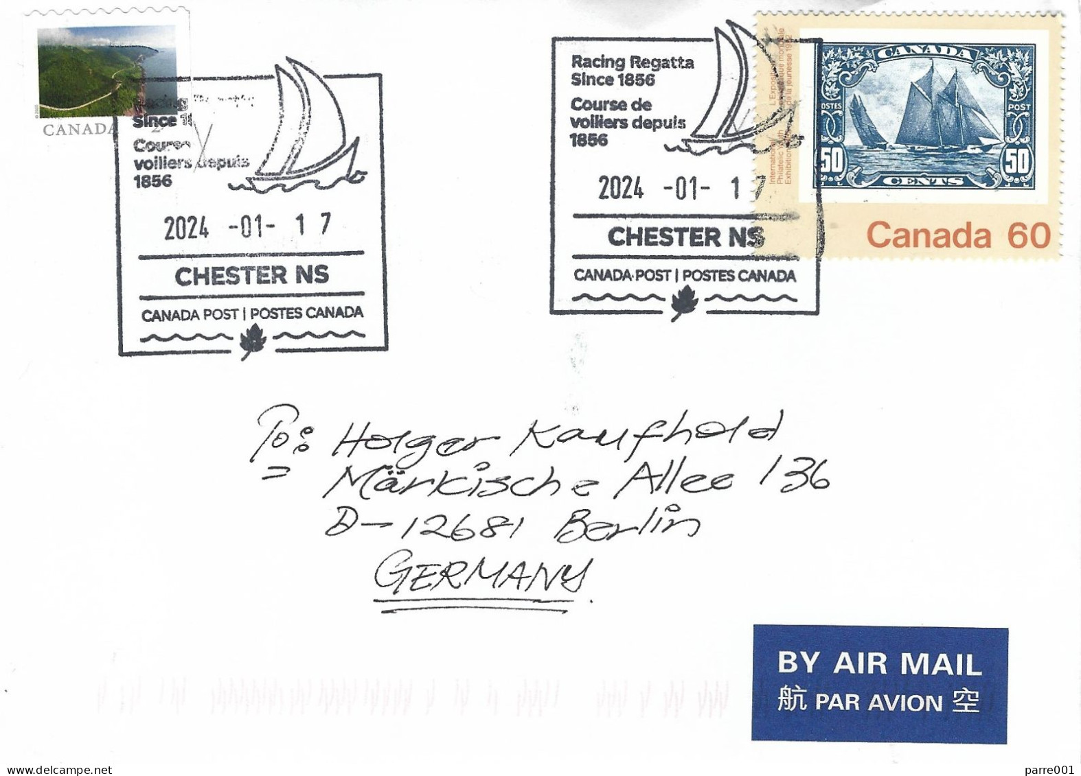 Canada 2024 Chester Sailing Racing Regatta Handstamp Cover - Voile