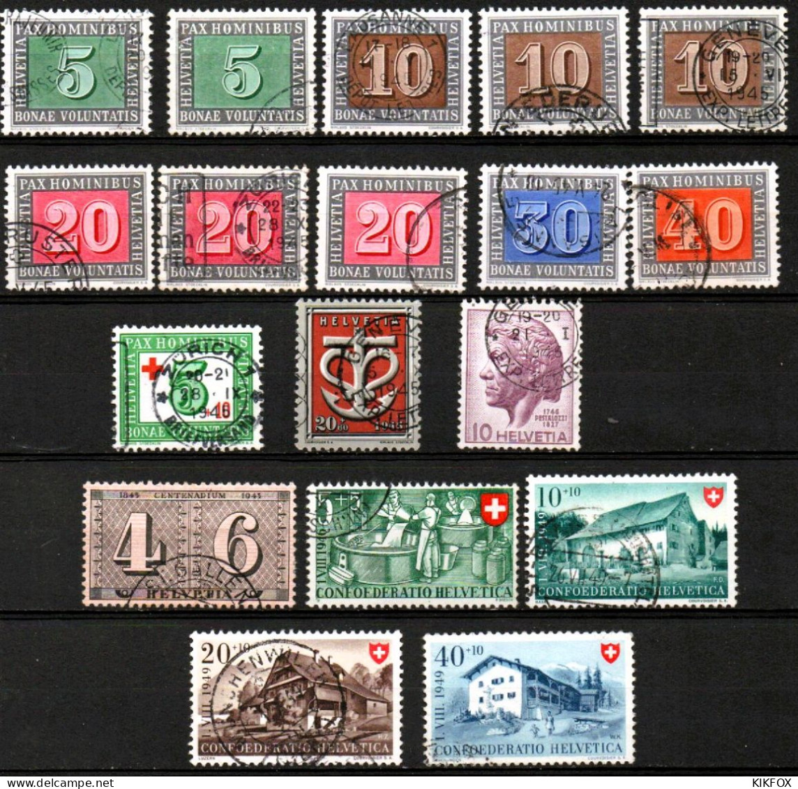 SUISSE ,SCHWEIZ,1943 - 1949, MI 416, 443, 447 - 451, 464, 469, 471, 526 - 528,  KLEINES LOT, GESTEMPELT, OBLITERE - Oblitérés