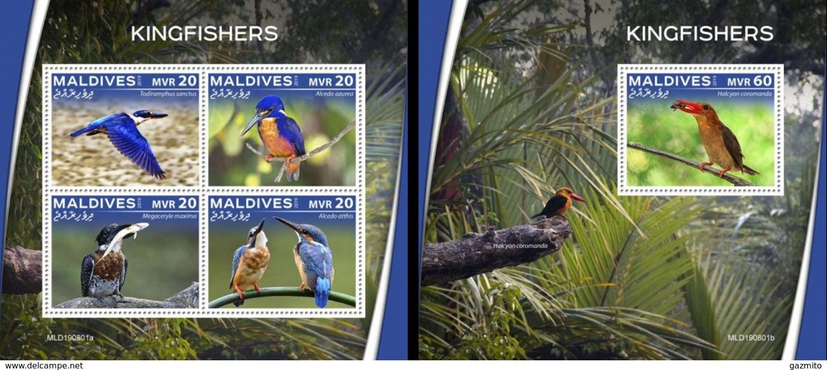 Maldives 2019, Animals, Kingfisher, 4val In BF +BF - Marine Web-footed Birds