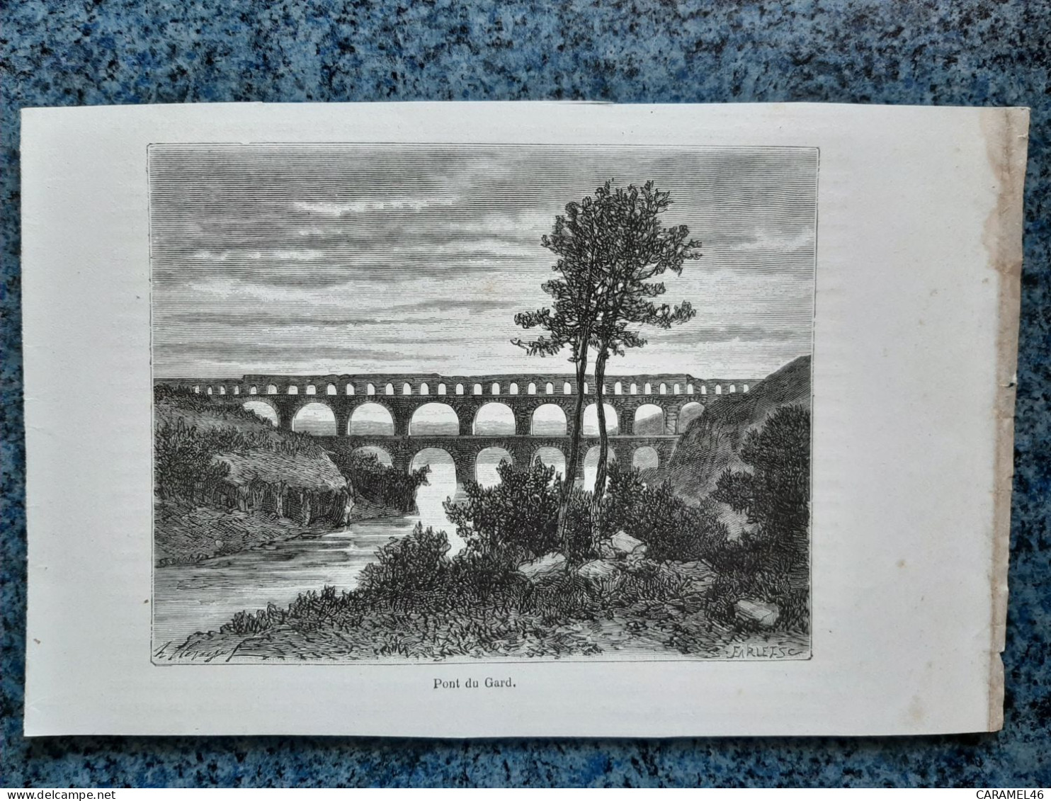 AFFICHE  - DESSIN   -  PONT DU GARD    DEP  30 - Affiches