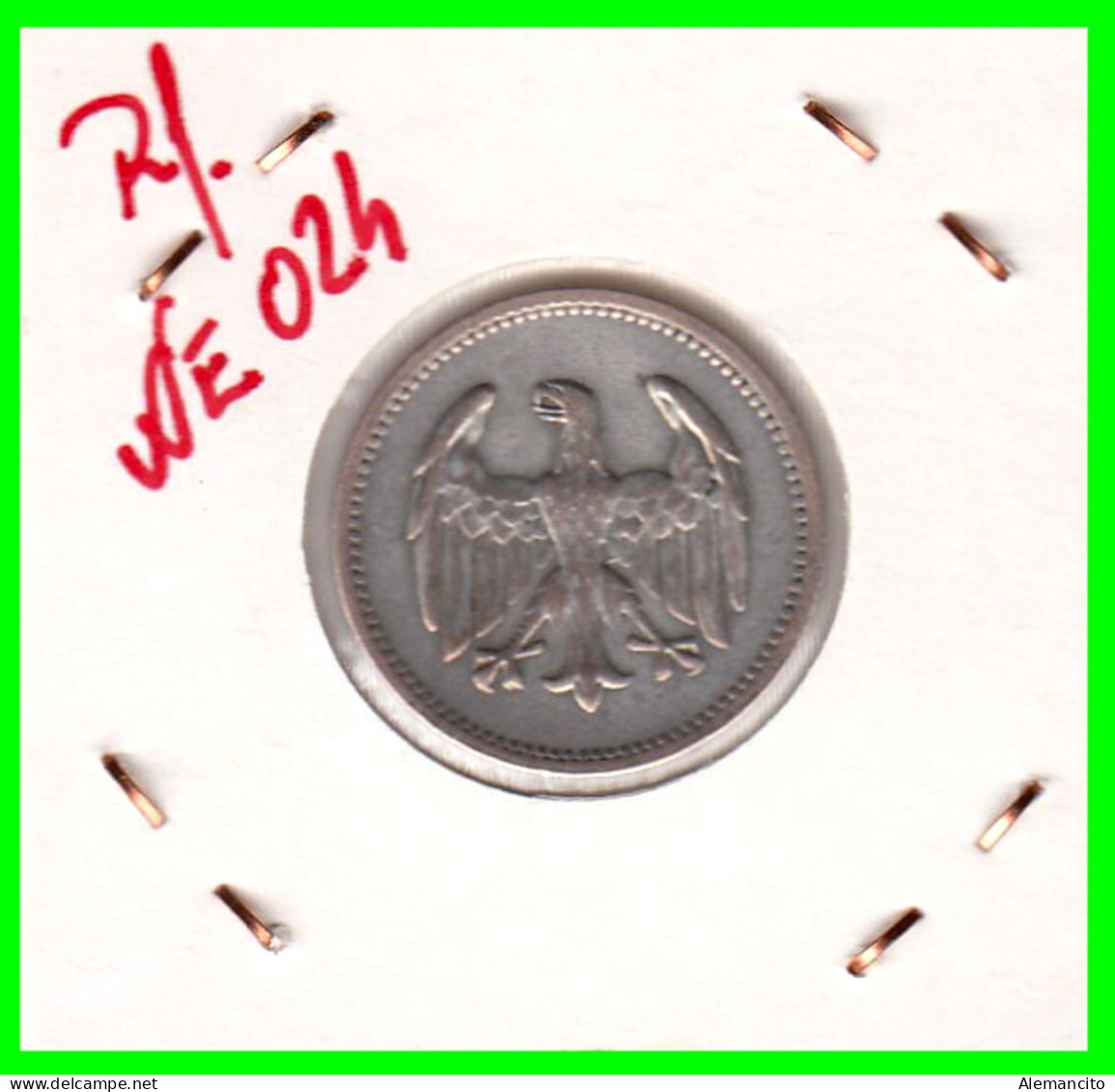 GERMANY REPÚBLICA DE WEIMAR 1 MARK ( 1924 CECA - A )  ( REICHSMARK KM # 42 ) - 1 Mark & 1 Reichsmark