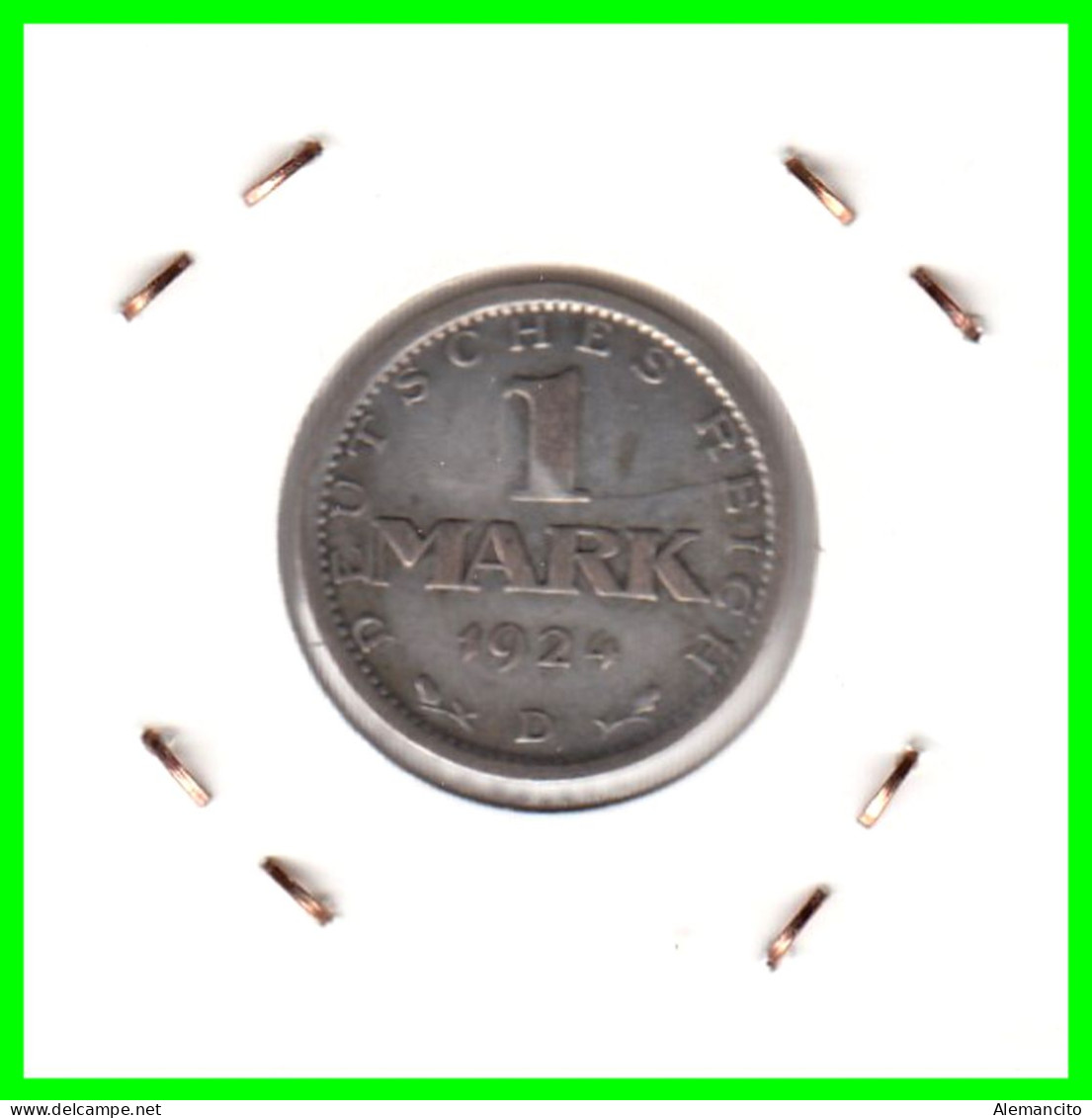 GERMANY REPÚBLICA DE WEIMAR 1 MARK ( 1924 CECA - D )  ( REICHSMARK KM # 42 ) - 1 Mark & 1 Reichsmark