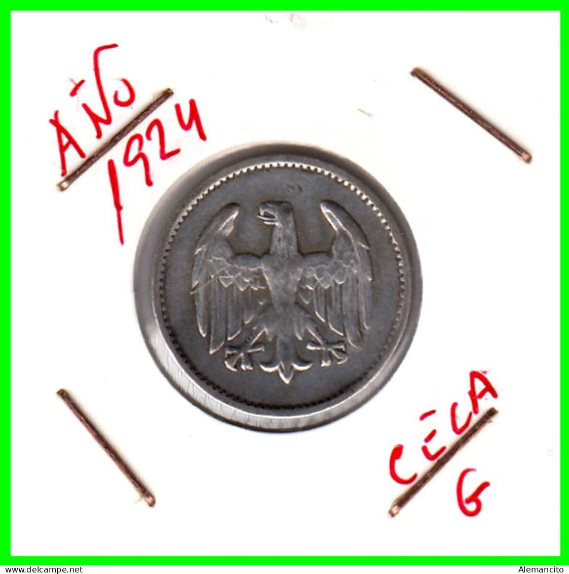 GERMANY REPÚBLICA DE WEIMAR 1 MARK ( 1924 CECA - G )  ( REICHSMARK KM # 42 ) - 1 Marco & 1 Reichsmark