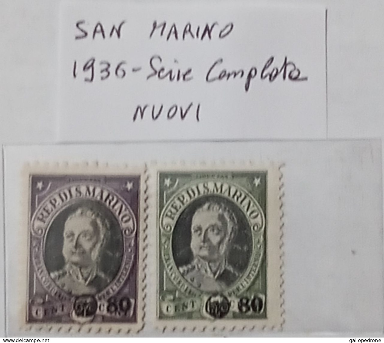 1936 San Marino, Serie Complete-2 Valori Nuovi Con Gomma Originale E Senza Traccia Di Linguella MNH** - Nuevos