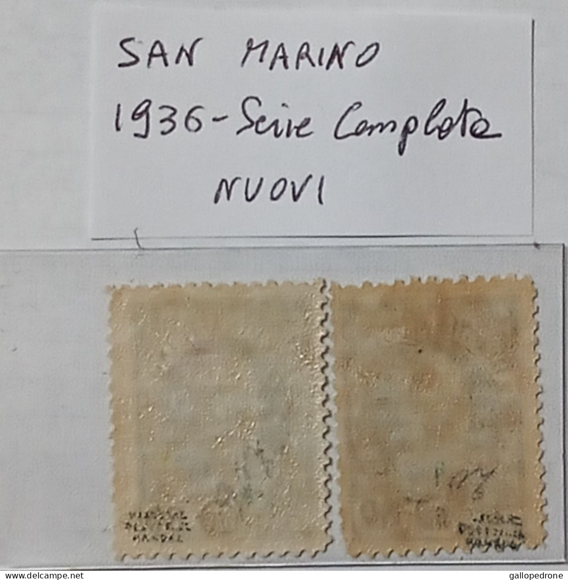 1936 San Marino, Serie Complete-2 Valori Nuovi Con Gomma Originale E Senza Traccia Di Linguella MNH** - Neufs
