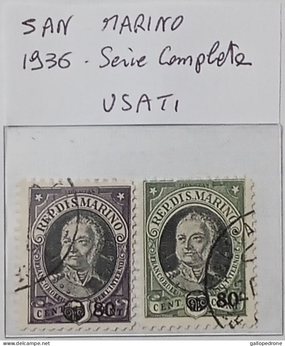 1936 San Marino, Serie Completa-2 Valori Usati - Ongebruikt