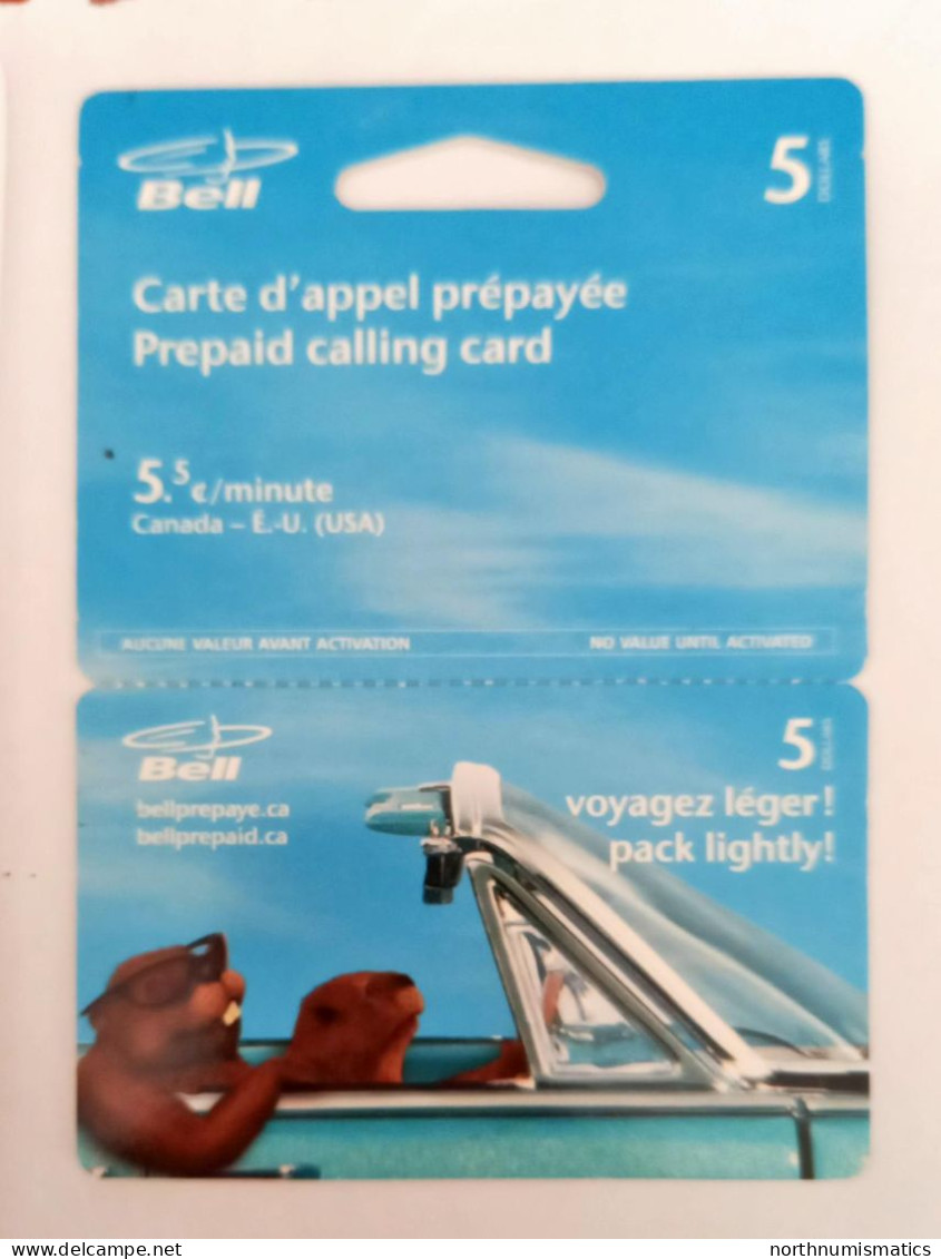 Bell Prepaid Calling Card 5 Dollars Unused - Lots - Collections