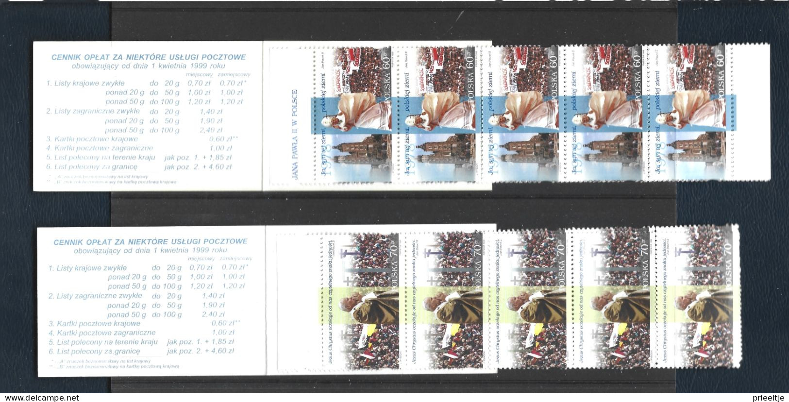 Poland 1999  Pope John Paul II Booklets Y.T. C 3545+3546 ** - Unused Stamps