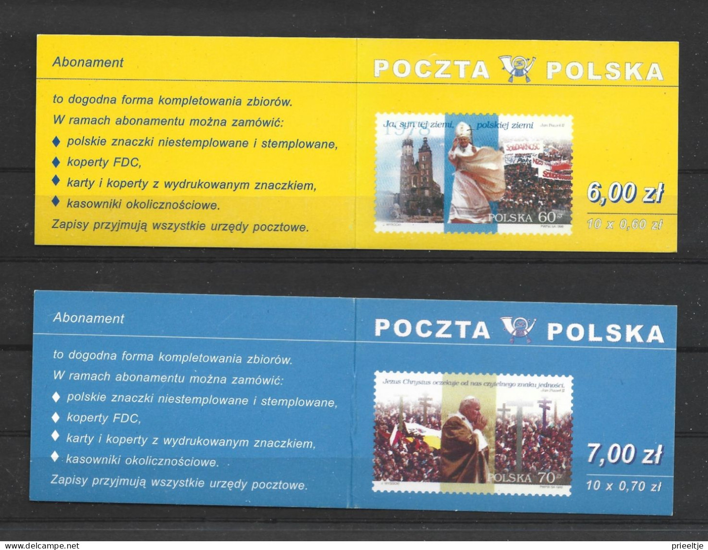 Poland 1999  Pope John Paul II Booklets Y.T. C 3545+3546 ** - Nuevos