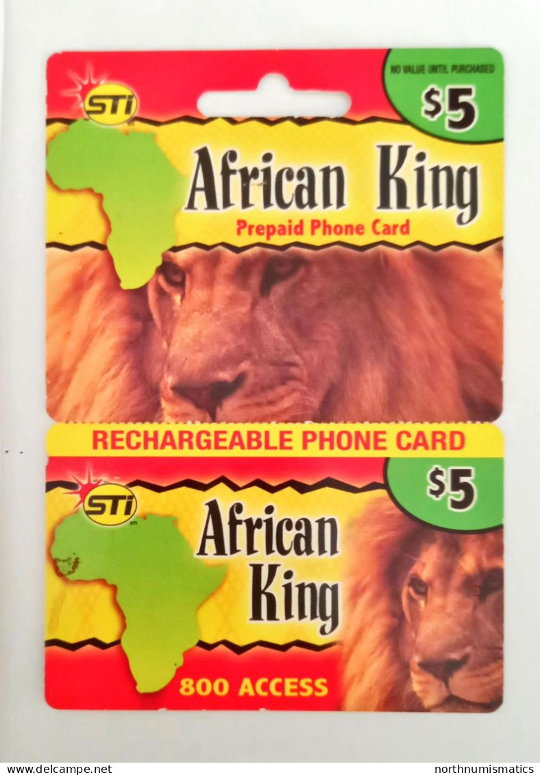 Sti African King 5 $ Prepaid Calling Card  Unused - Lots - Collections