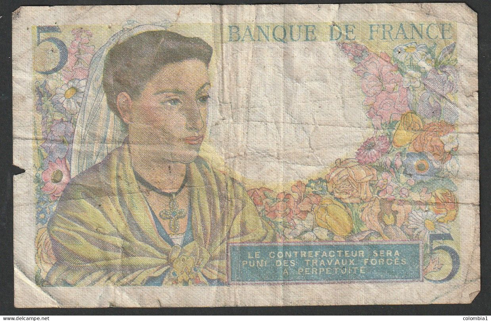 BILLET De 5 Francs Type Berger  2-06-1943 Circulé - 5 F 1917-1940 ''Violet''