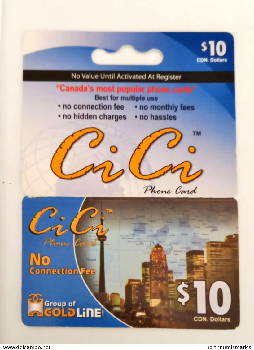 Group Of Gold Line  Ci Ci 10 $ Prepaid Calling Card  Used - Lots - Collections