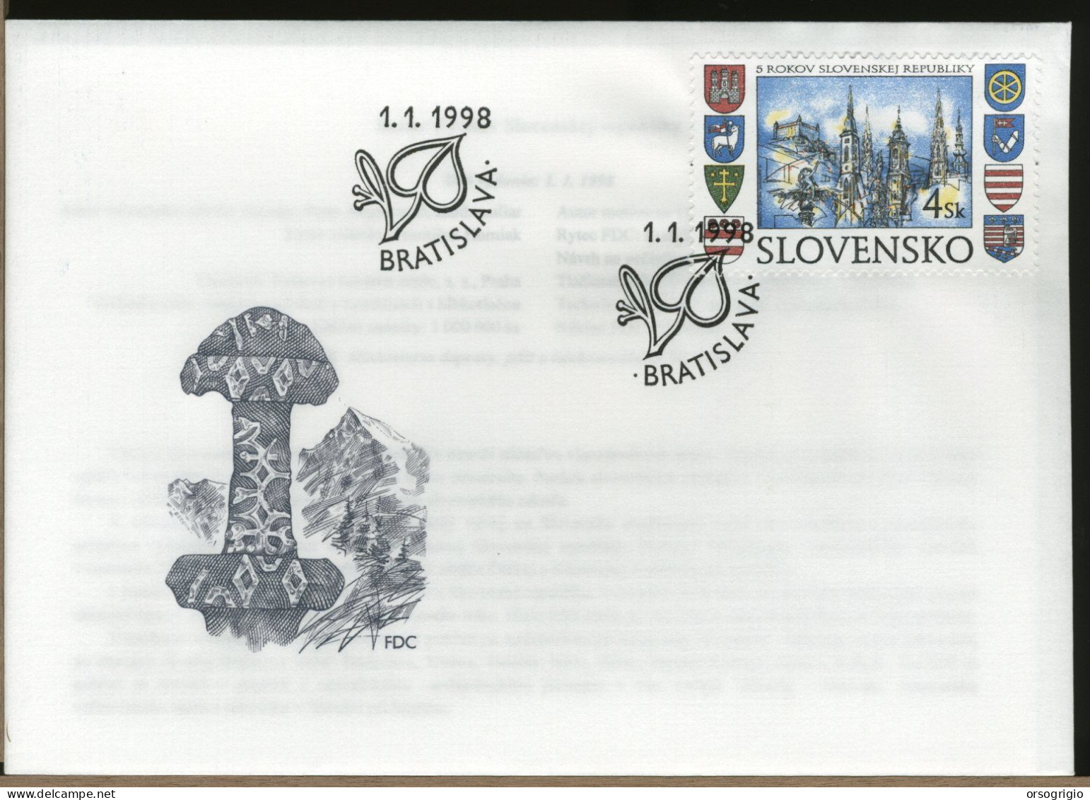 SLOVACCHIA - SLOVENSKO - FDC 1998 ROKOV - FDC