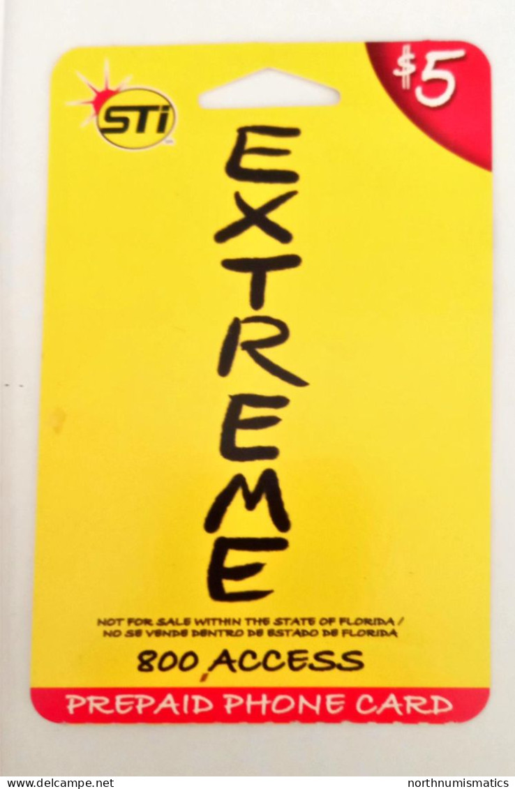 Sti Extreme 5 $ Prepaid Calling Card  Used - Lots - Collections