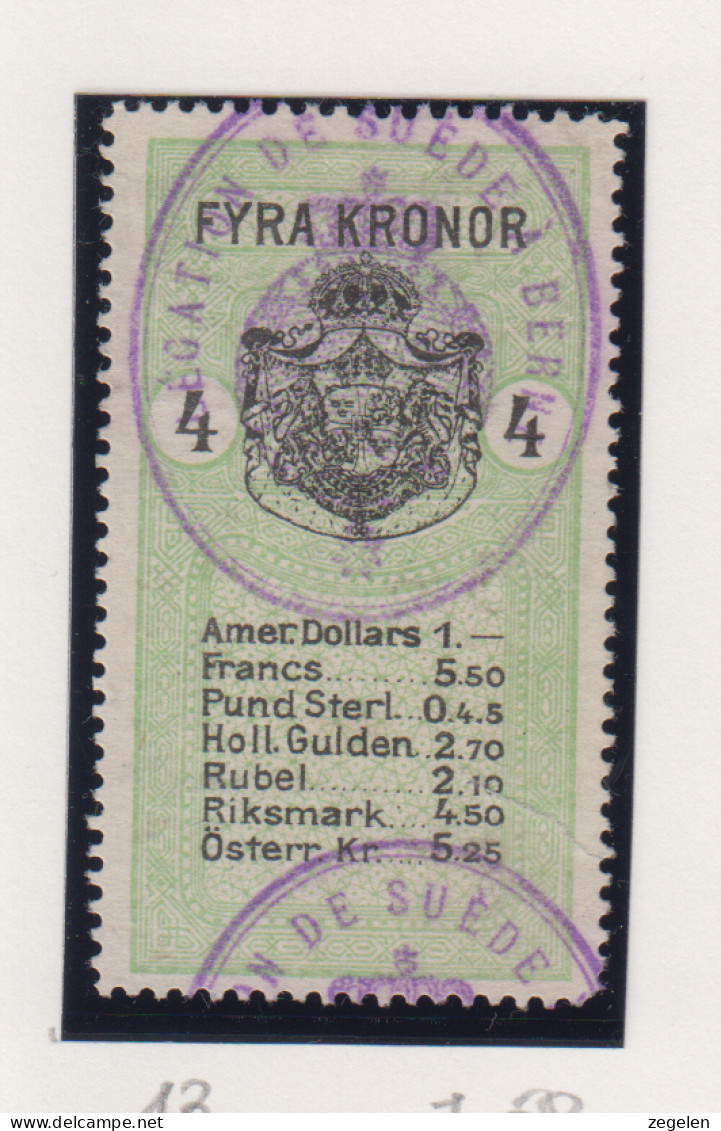 Zweden Fiskale Zegel Cat; J.Barefoot  Consular 13 - Revenue Stamps