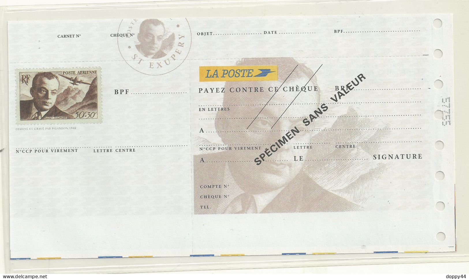 CURIOSITE SPECIMEN CHEQUE LA POSTE AVEC PA N° 21 NEUF TTB. - Sonstige & Ohne Zuordnung