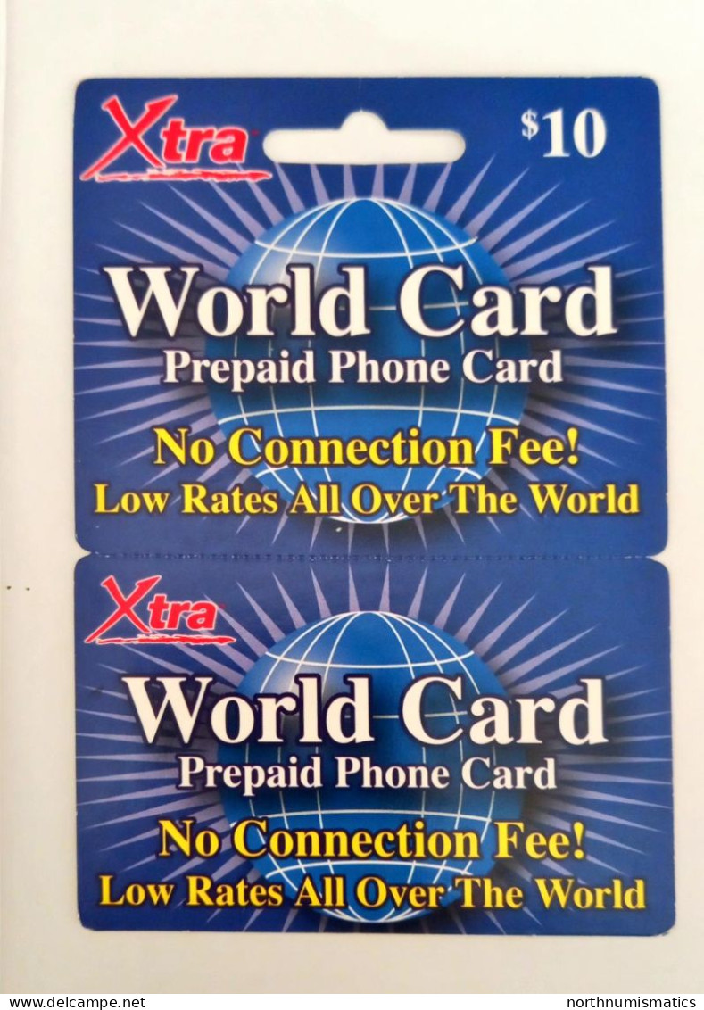 Xtra World Card 10 $ Prepaid Calling Card  Used - Lots - Collections
