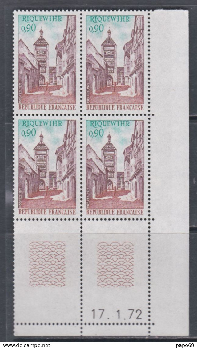 France  N° 1685 XX Riquewihr, En Bloc De 4 Coin Daté Du  17 . 1 . 72 ; Sans Trait,  Sans Charnière, TB - 1970-1979