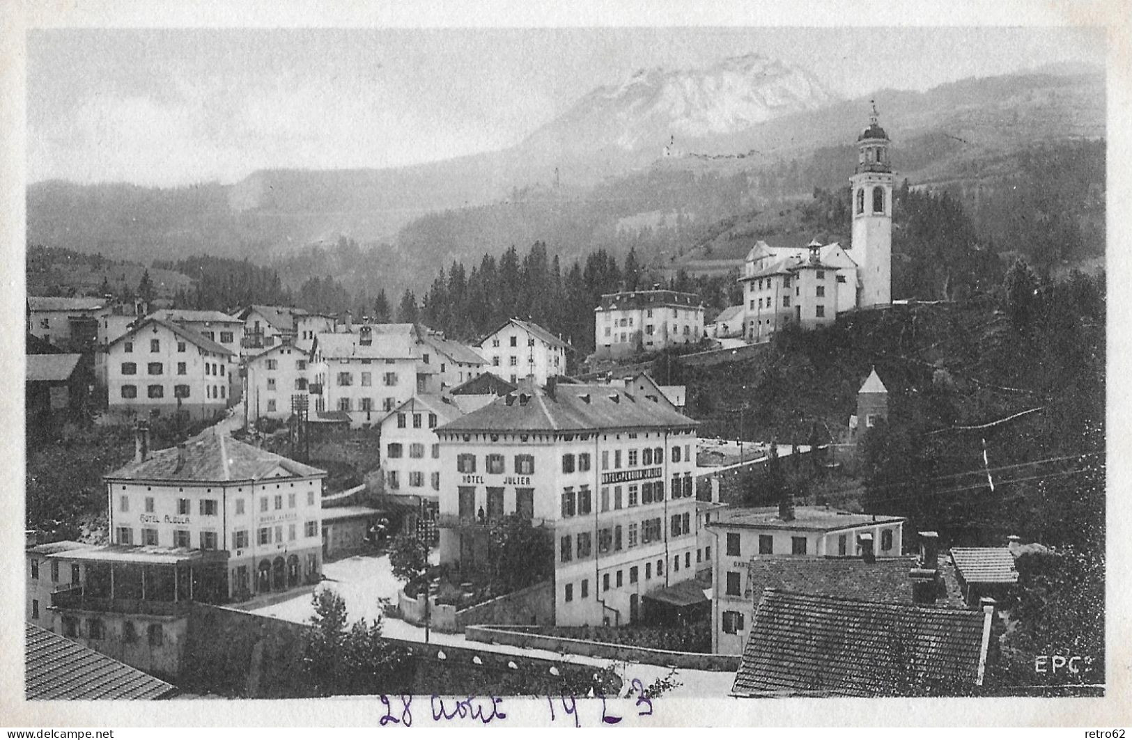 TIEFENKASTEL ► Dorfbild Mit Dem Hotel Julier Anno 1925 - Tiefencastel