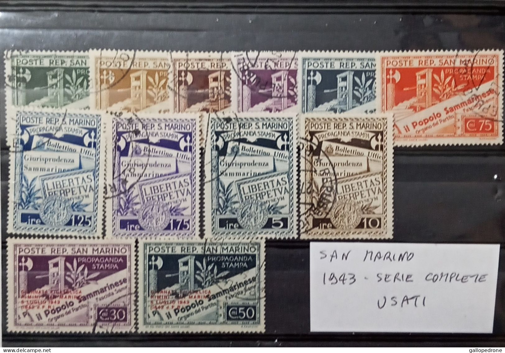 1943 San Marino, Serie Complete-Francobolli Usati 12 Valori - Used Stamps