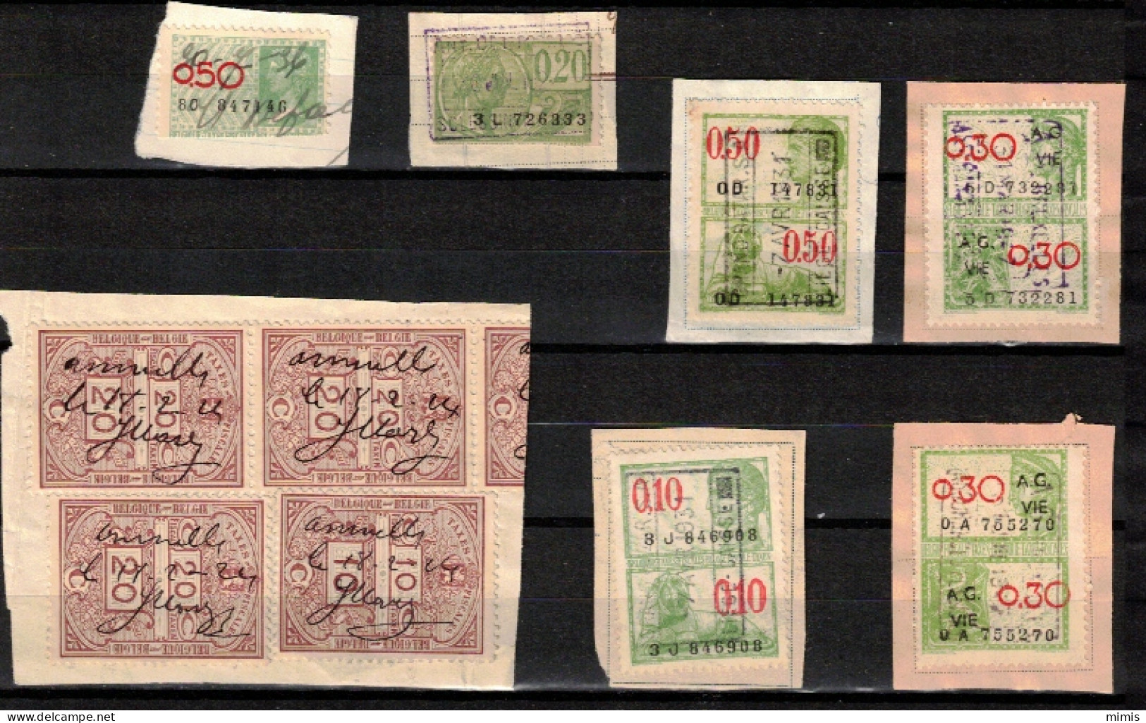 BELGIQUE      Différents Timbres Fiscaux - Marken