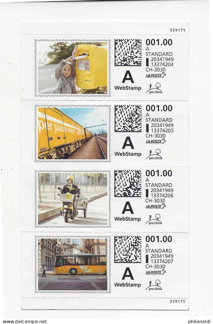 Suisse, 2014, Carnet De 4 Timbres Neufs WeBstamp, Illustrés Activités De La Poste, Enfant, Train, Scooter, Bus; Kind, - Timbres D'automates