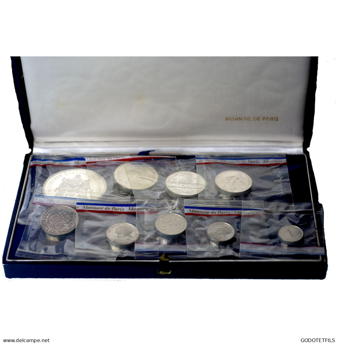 Monnaie De Paris-Coffret De 9 Piéforts Argent 1976 Pessac - Probedrucke