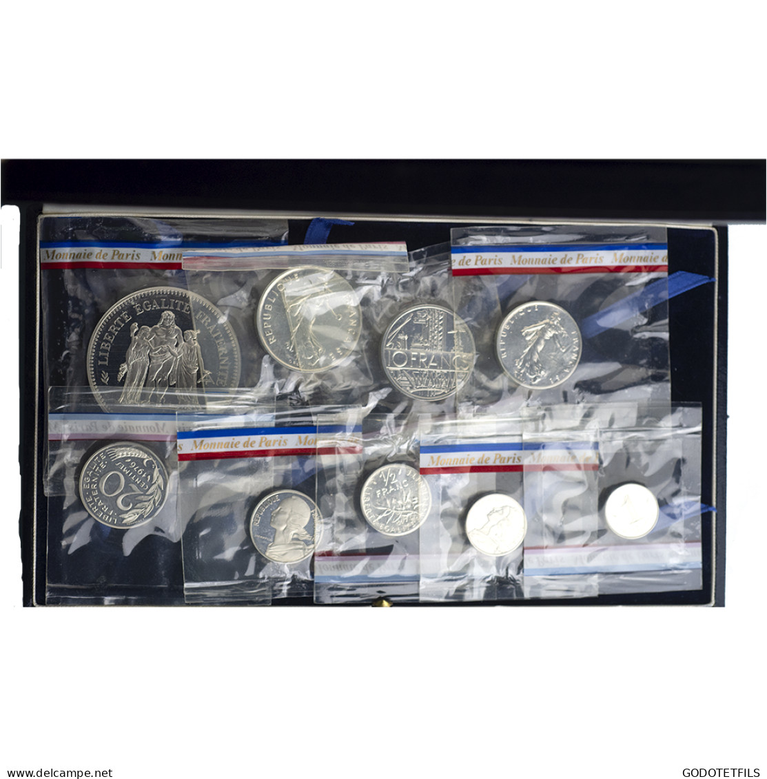 Monnaie De Paris-Coffret De 9 Piéforts Argent 1976 Pessac - Probedrucke