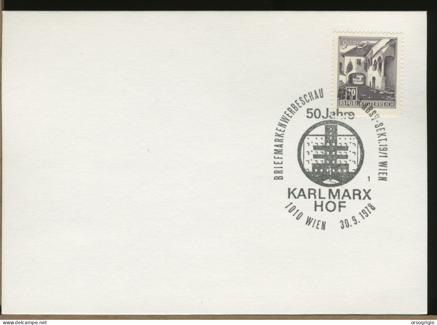 AUSTRIA OSTERREICH  -  1978   KARL MARX HOF - Lettres & Documents