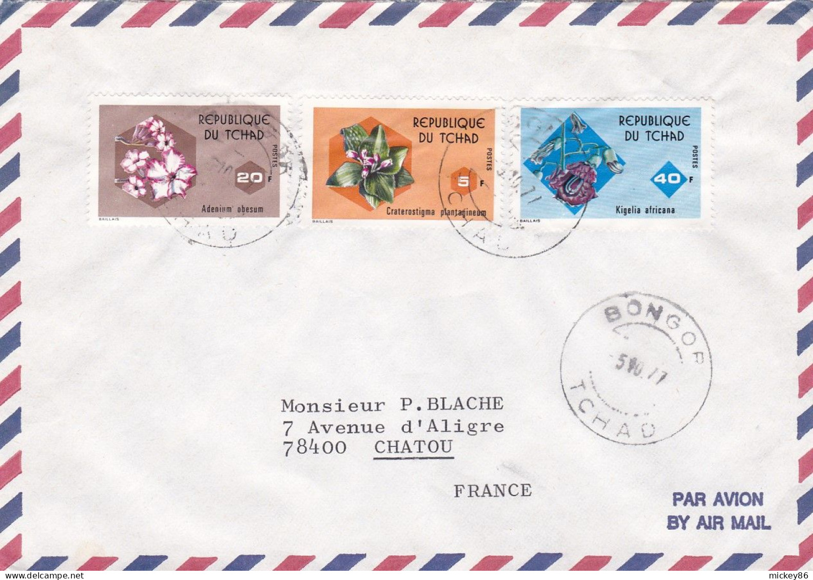 TCHAD--1977--Lettre De BONGOR Pour CHATOU-78 (France)--tps  Divers ....cachet - Tschad (1960-...)