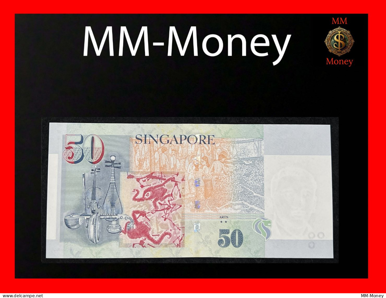 SINGAPORE  50 $  2017  P.  49 C  *MAS*  **two Stars Below ARTS On Back**   UNC - Singapour